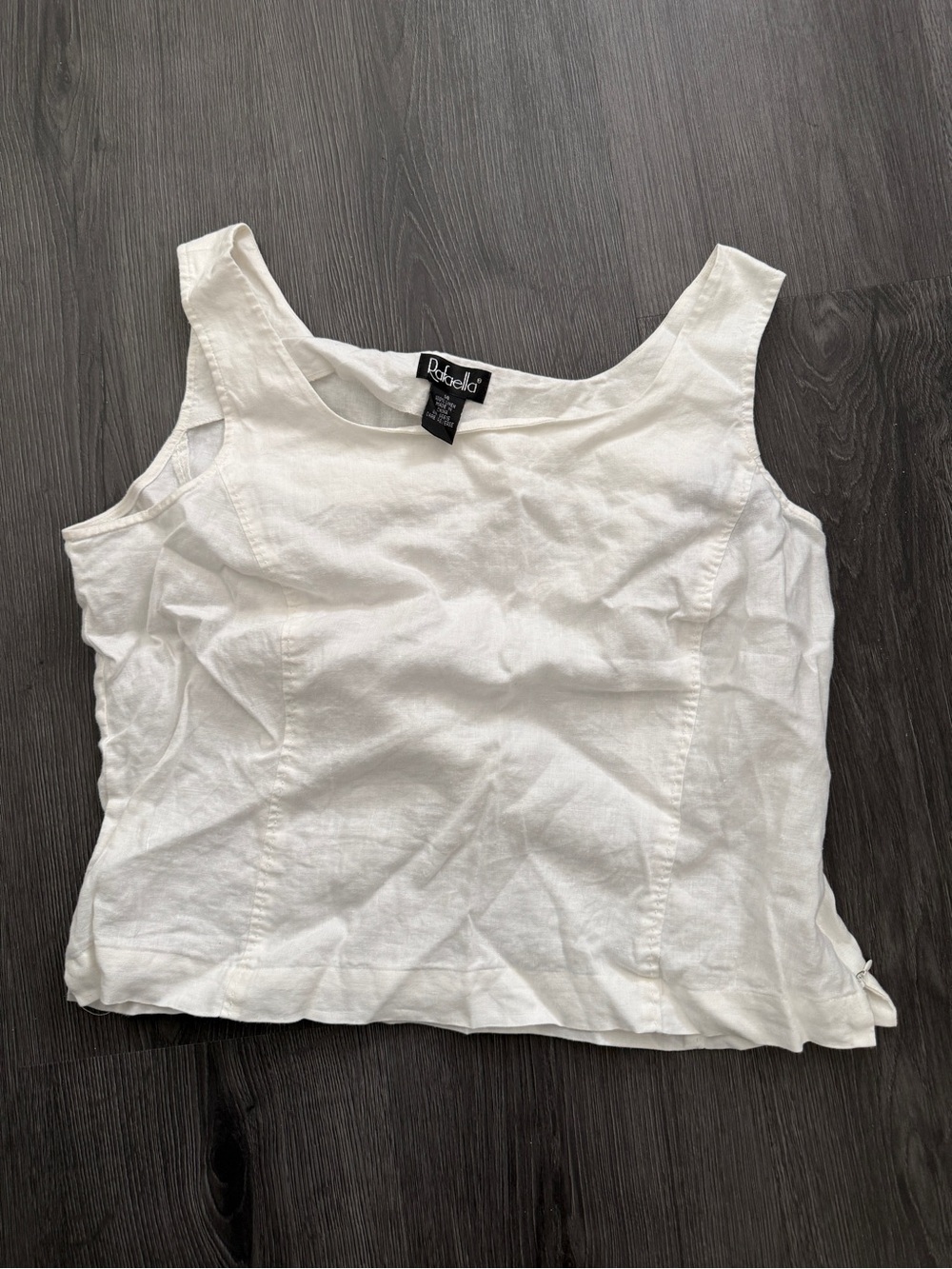 Rafaella White Sleeveless Linen Tank Top
